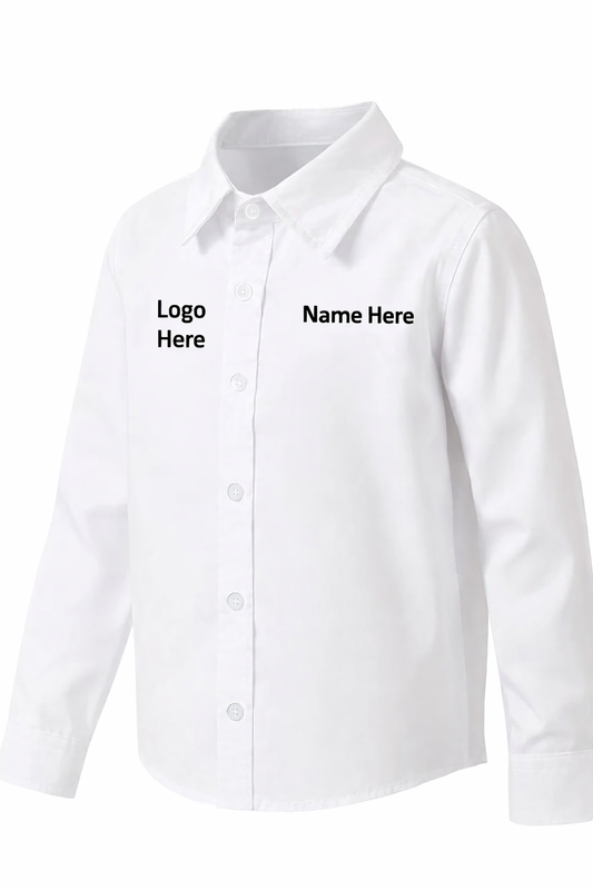 Customizable White Long-Sleeve Dress Shirt